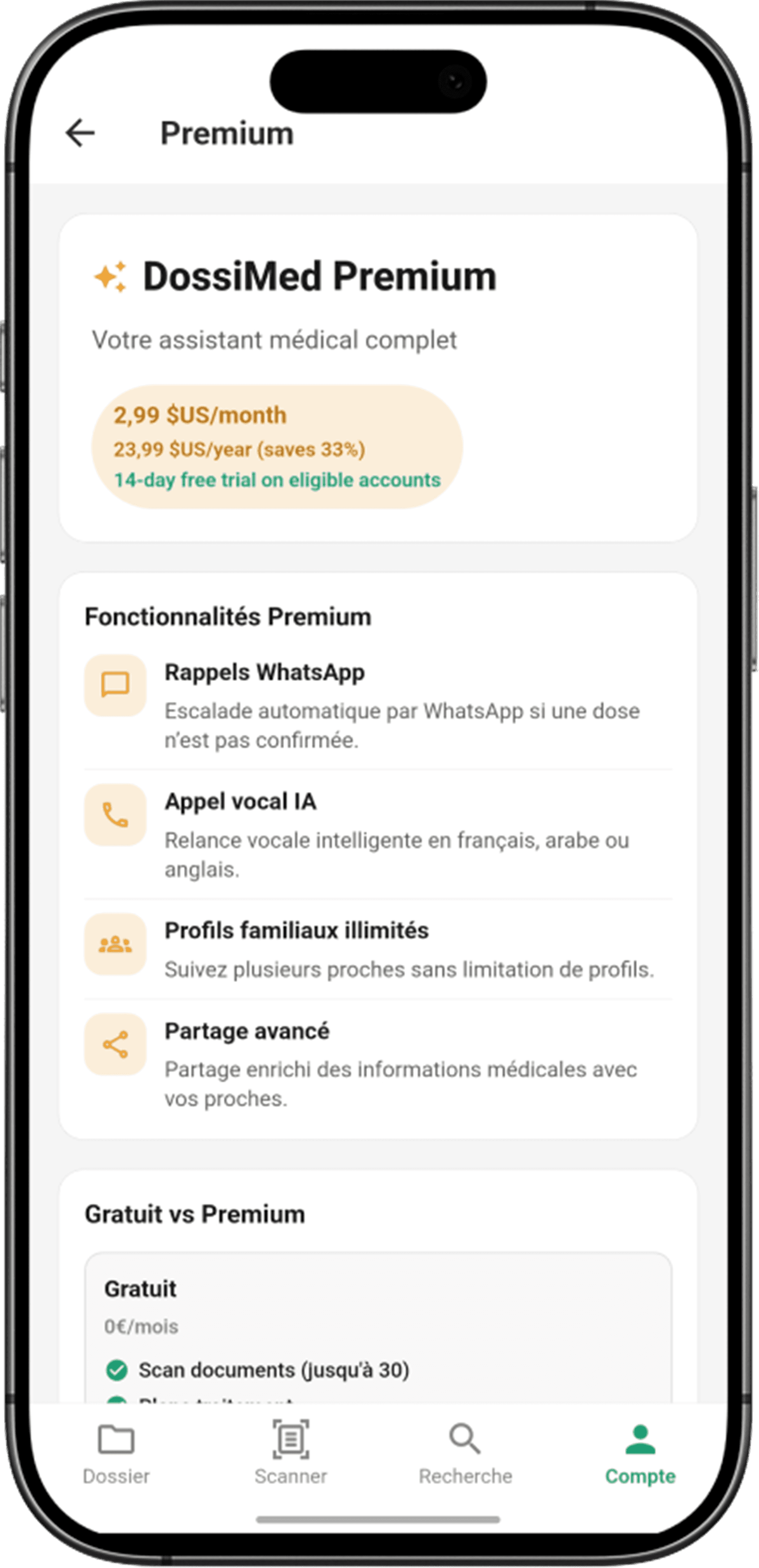 Reminder settings screen