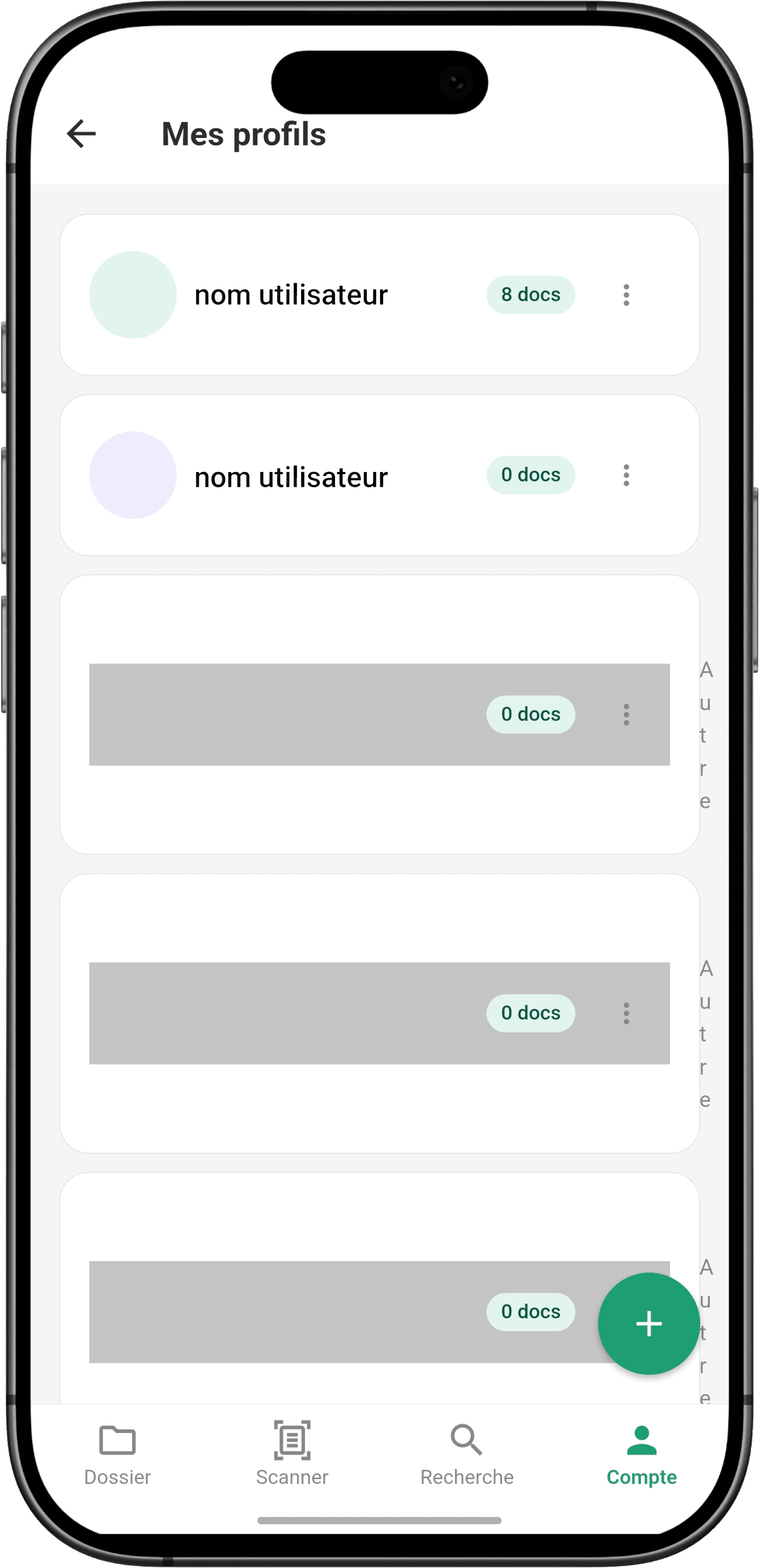 Family profiles screen