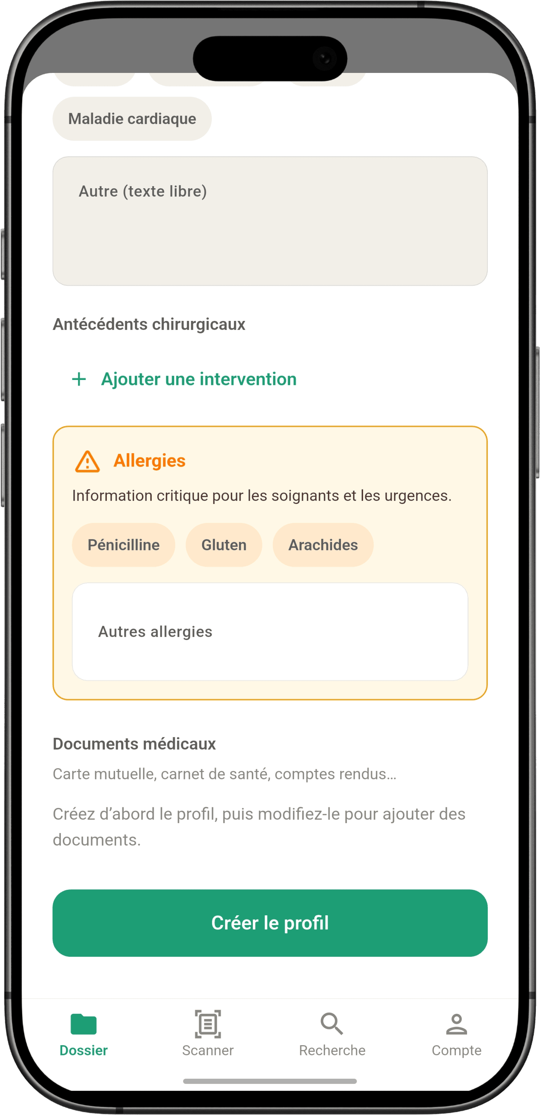 Add medical information
