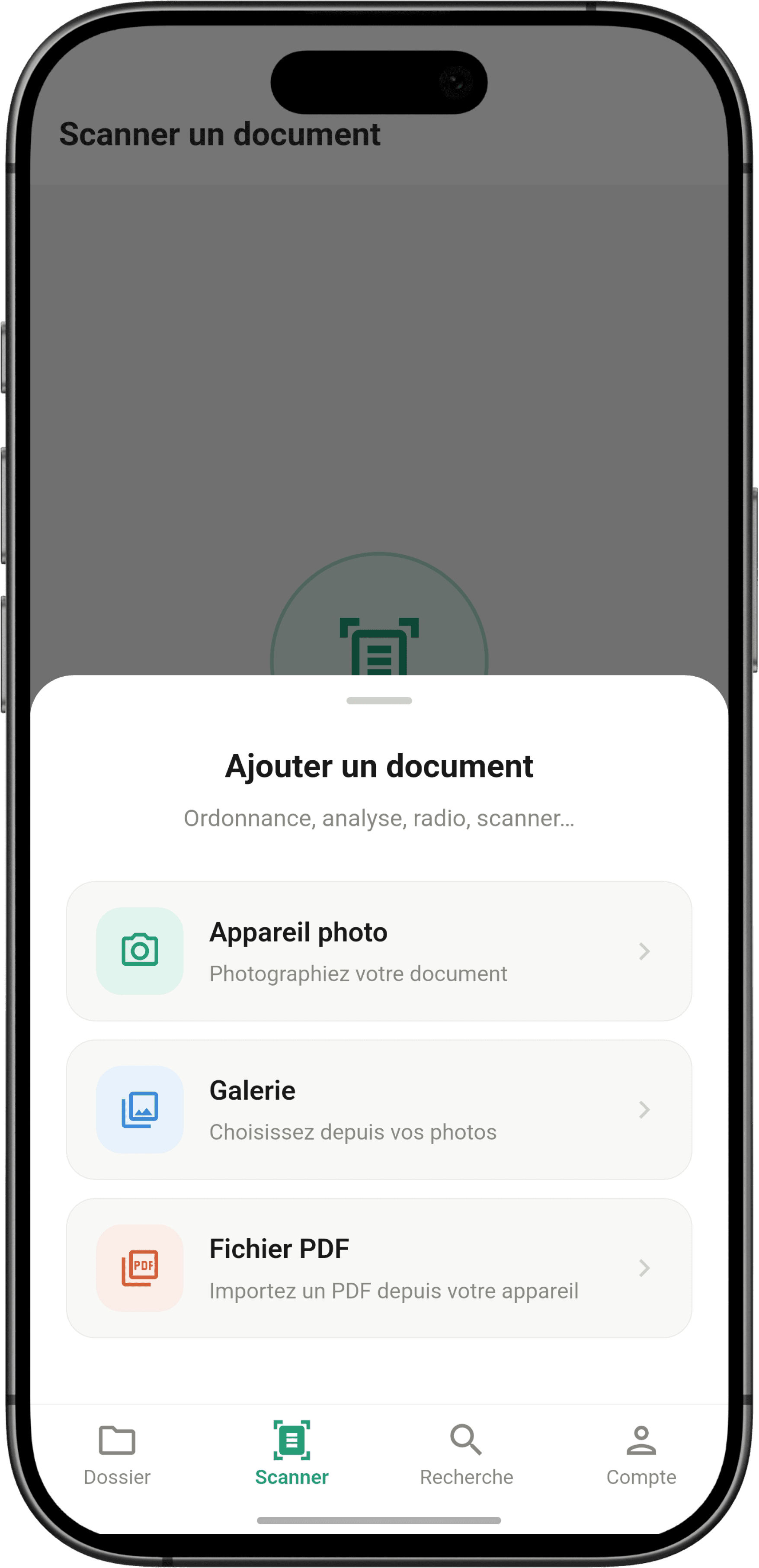 Capture 1: Vue dossier patient