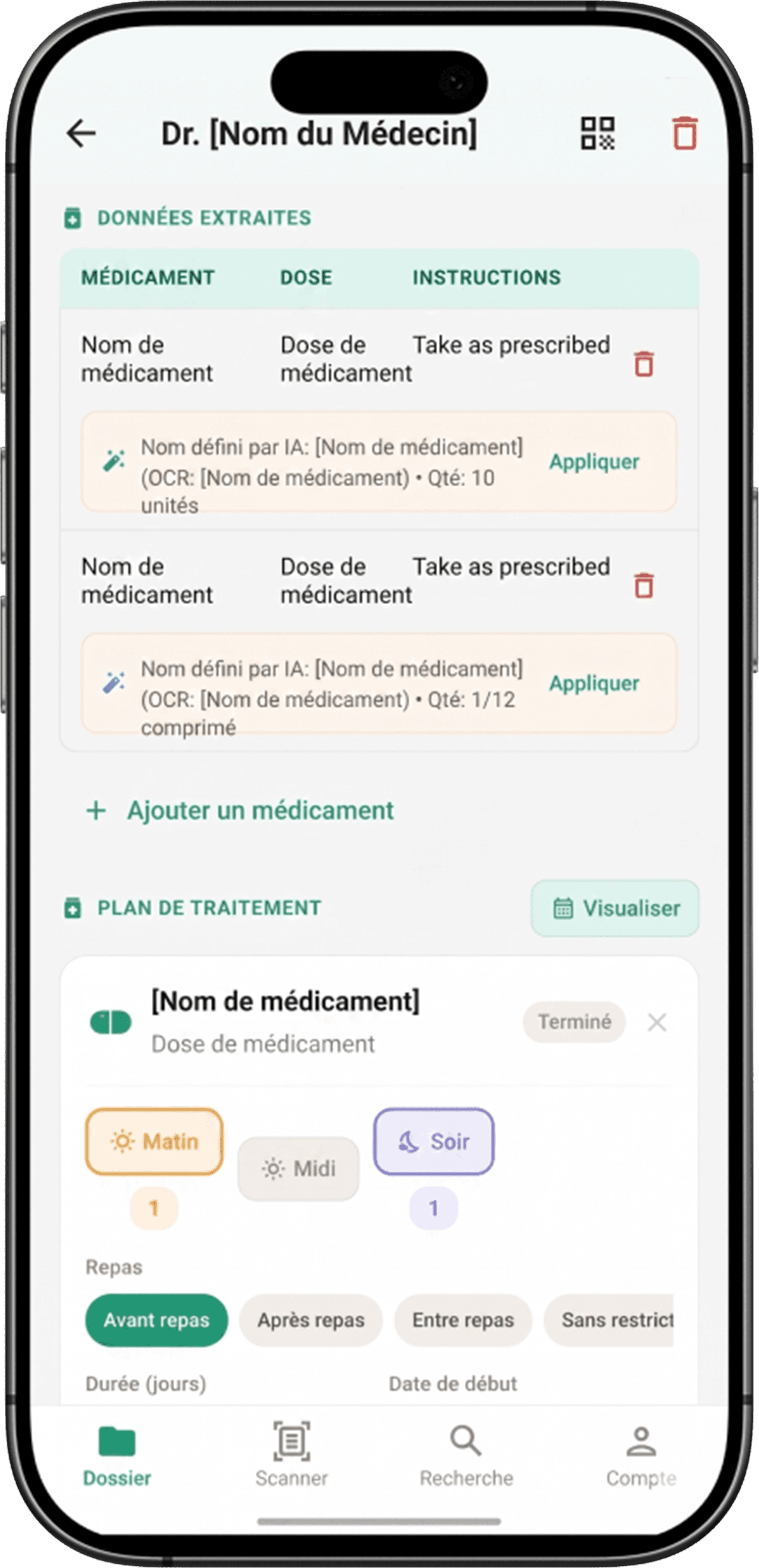 Patient scan screen